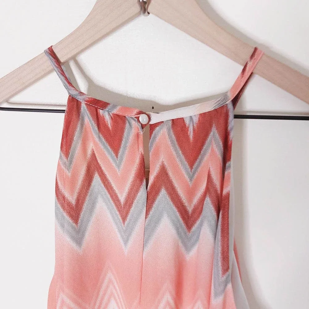 AUW Sleeveless Pink Chevron Dress Gold Accent 16 Plus_7